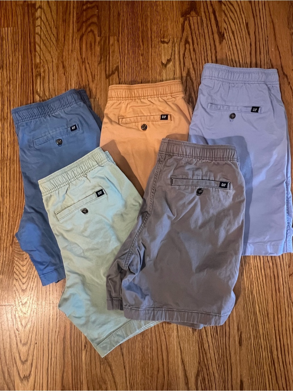GAP mens Chino Shorts Pack – Blue, Light Blue, Khaki, Green, Gray